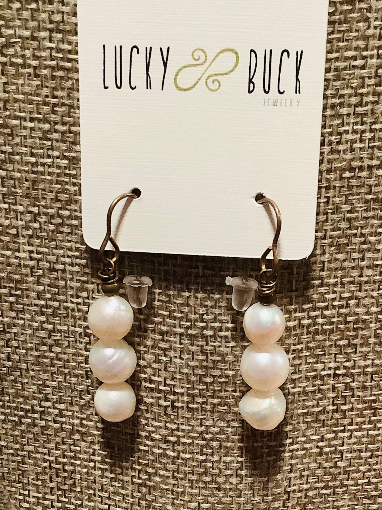 Triple freshwater pearl earrings