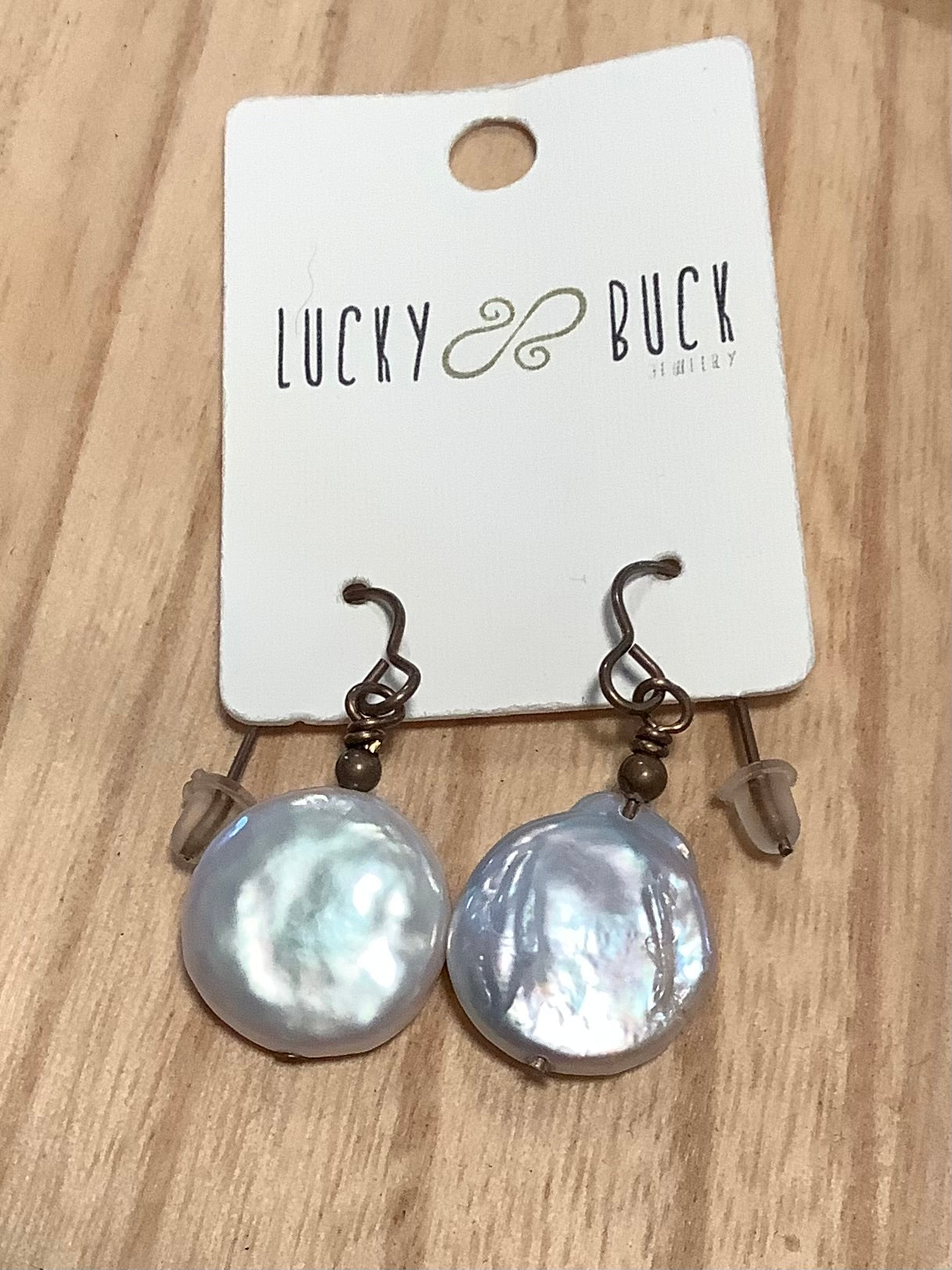 Coin freshwater pearl earrings