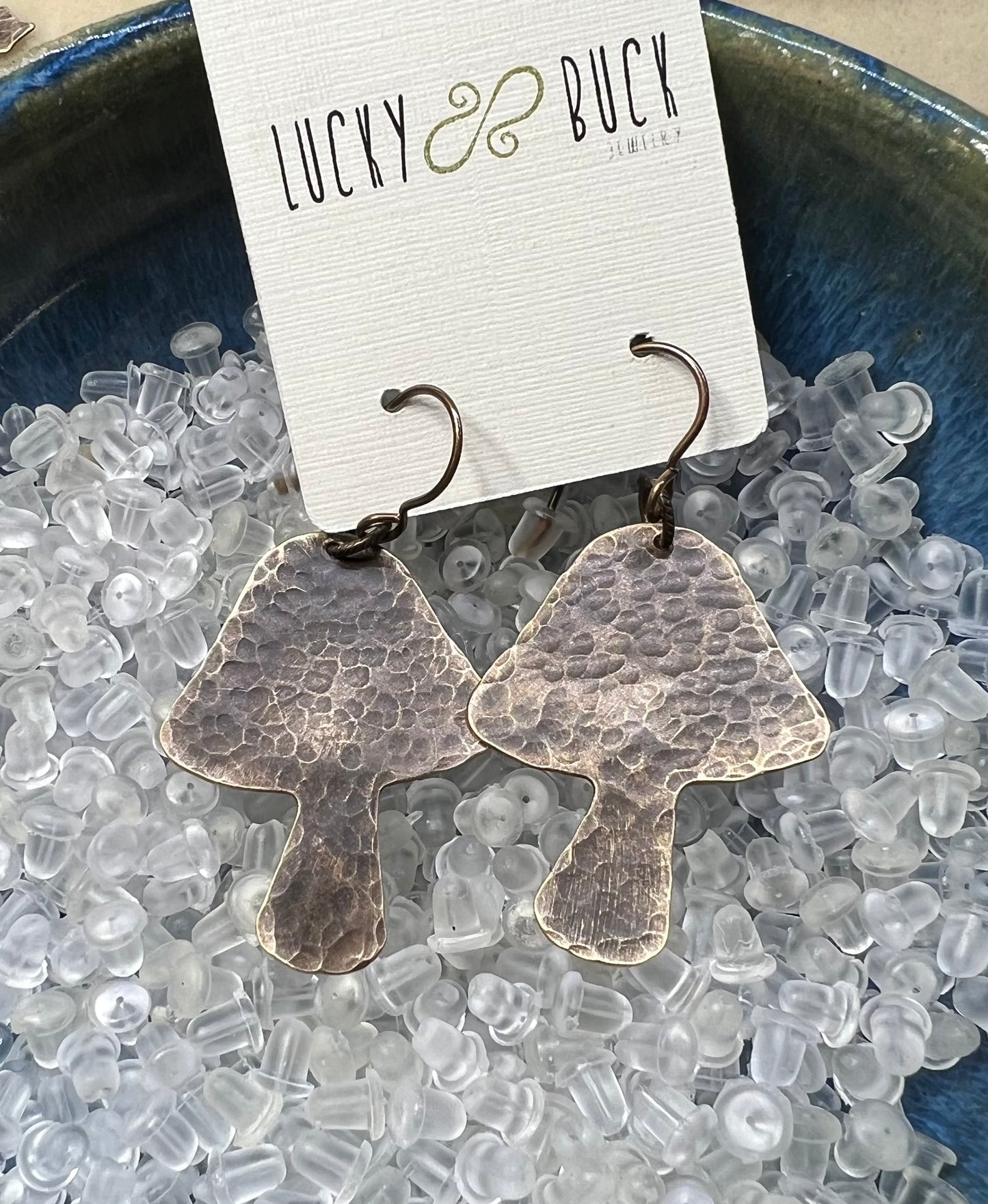 SALE! Brass Mushroom earrings 