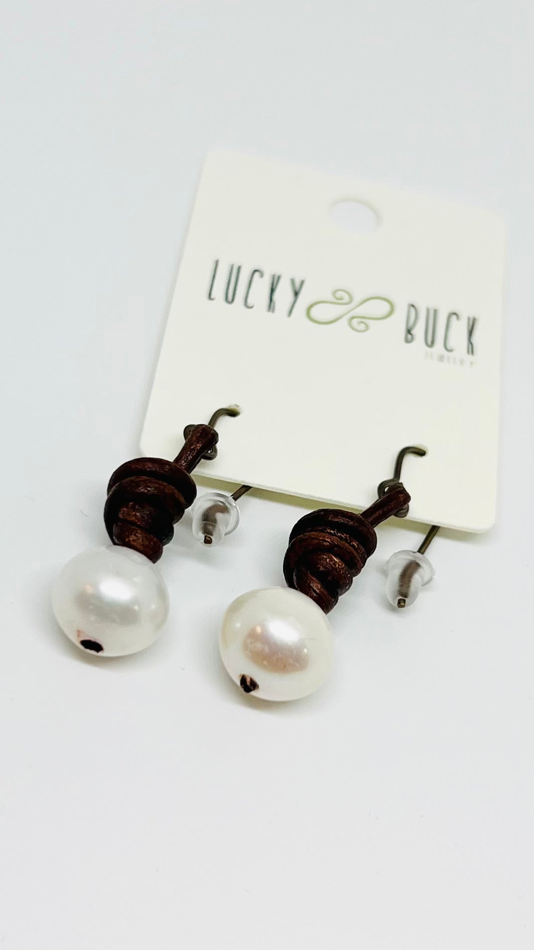 Leather and Pearl Earrings