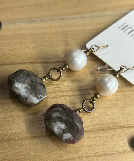 Pearl & Plum tourmaline earrings