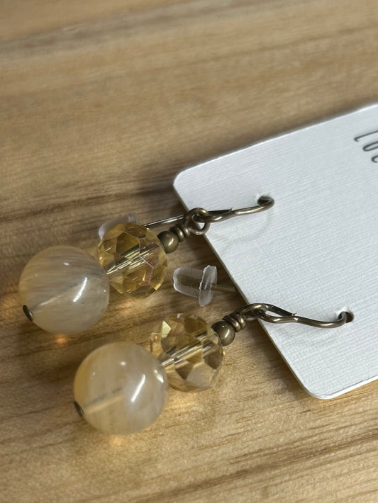 Cherry caramel quartz and crystal earrings