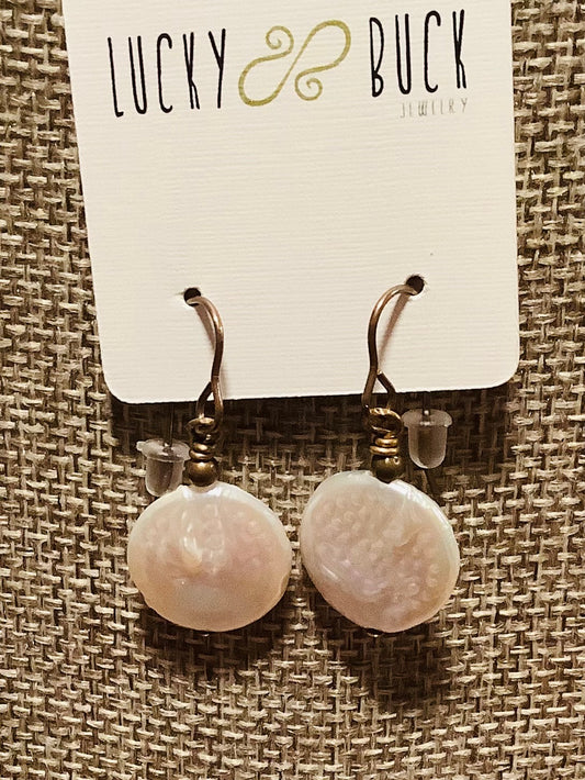 Jr freshwater pearl coin earrings