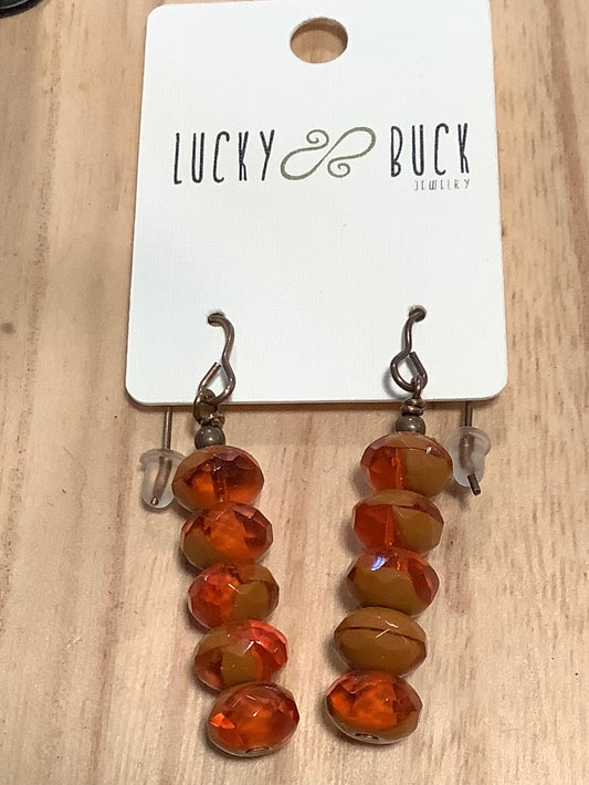 Orange Czech glass earrings