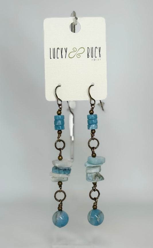 Raw Larimar triple play earrings (limited edition)