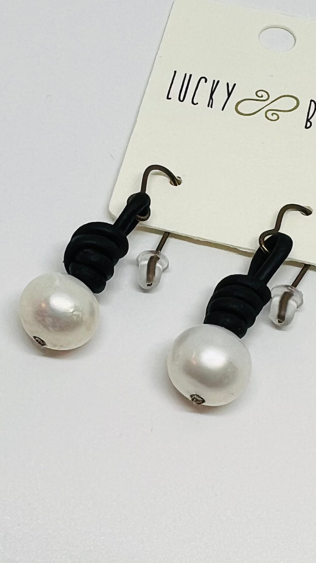 Leather and Pearl Earrings