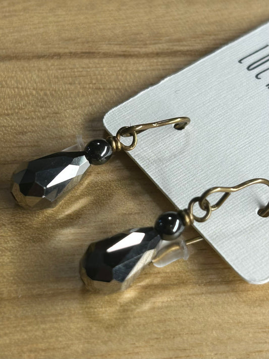Silver and hematite earrings