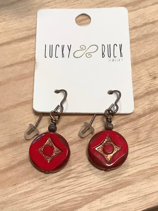 Red Czech glass earrings