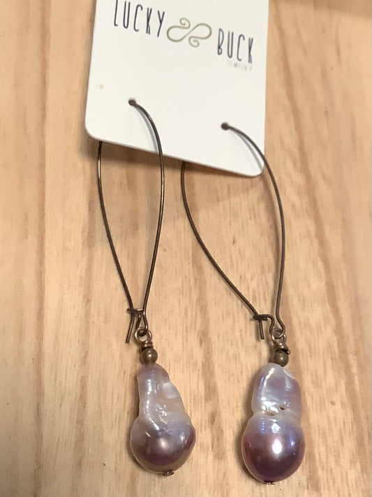 Blush baroque pearl earrings
