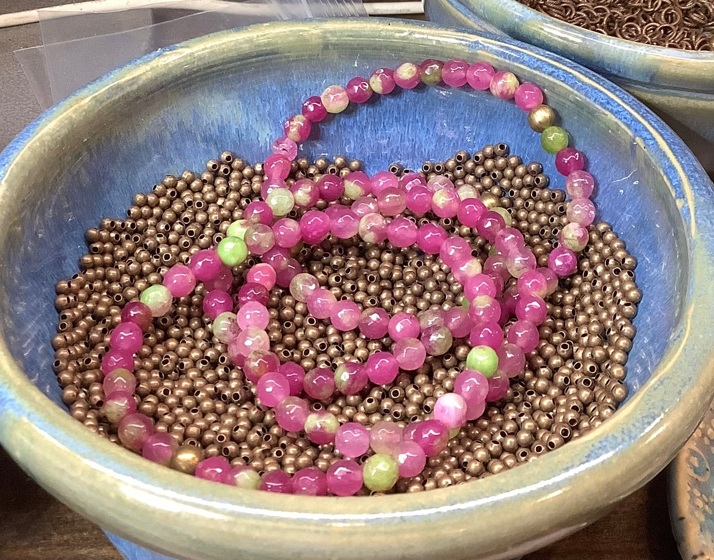 Green/ purple jade bracelet