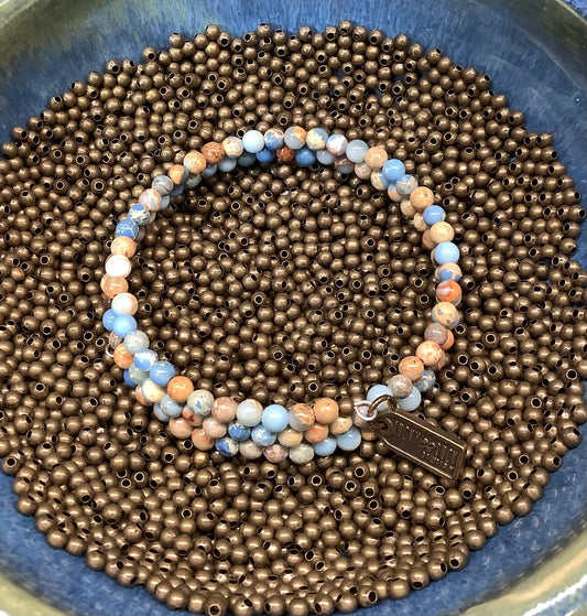 Sea Sediment Jasper memory wire bracelet (round)