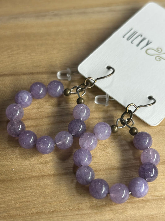 Purple aquamarine small hoops