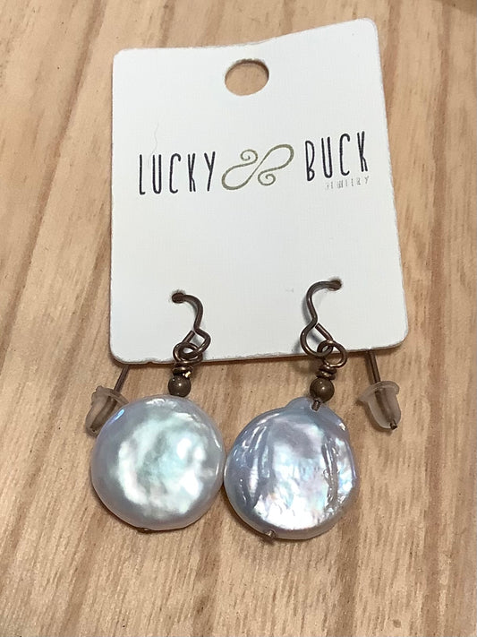 Coin freshwater pearl earrings