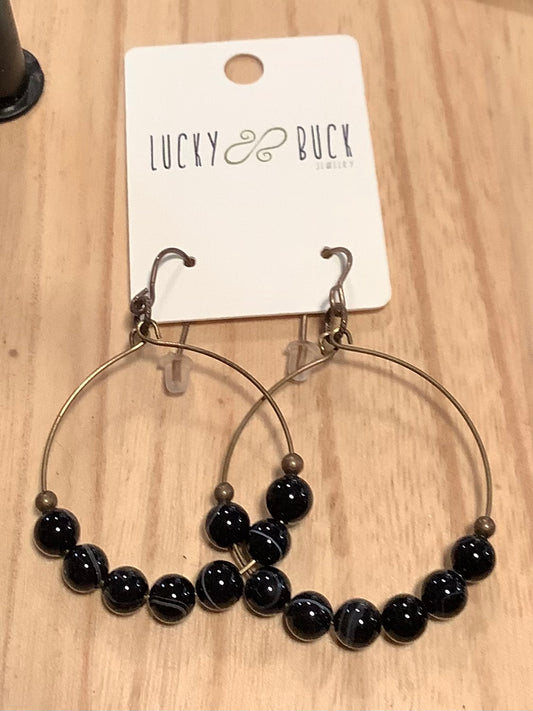 Black line agate half hoops
