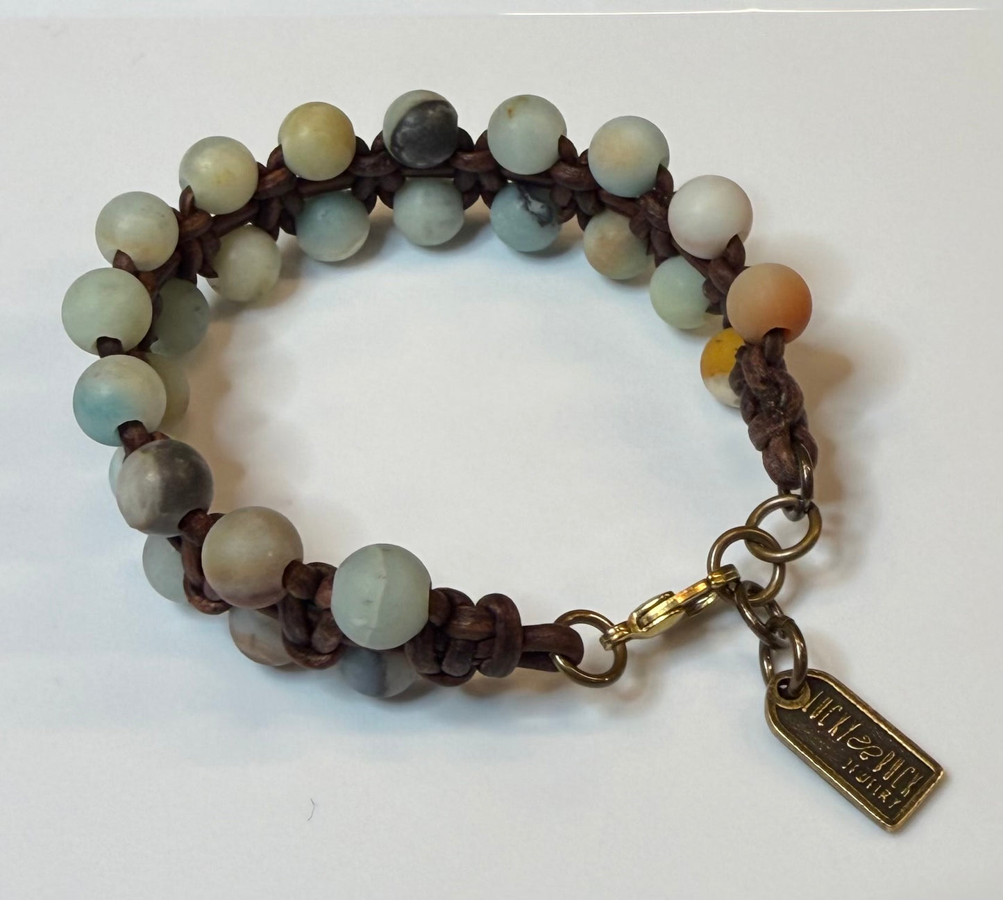 Amazonite leather bracelet