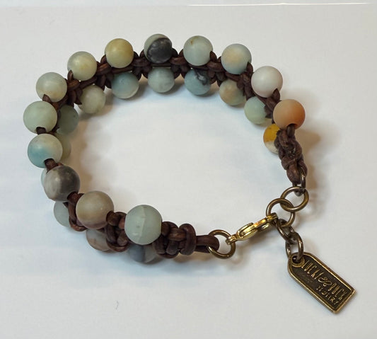 Amazonite leather bracelet