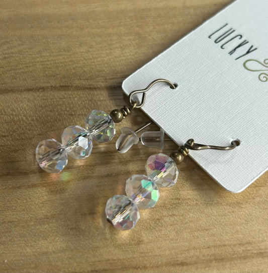 Crystal AB three drop earrings
