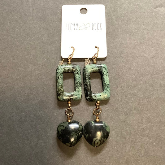 SALE! Kambaba Jasper heart earrings