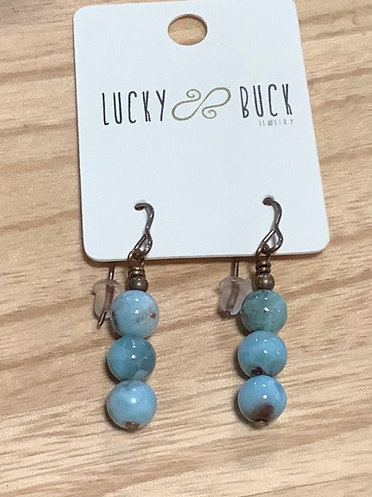LARIMAR three drop earrings