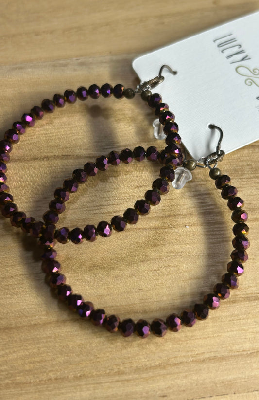 Purple crystal hoops( perfect size)